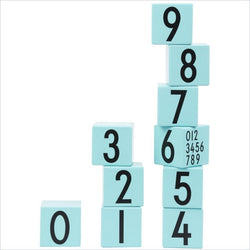 Design Letters Aj Wooden Cubes 0-9 in Turquoise